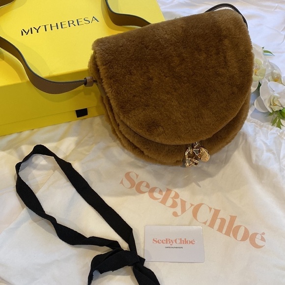 See by Chloe Shearling & Leather Mara Saddle Crossbody Bag - Picture 14 of 16